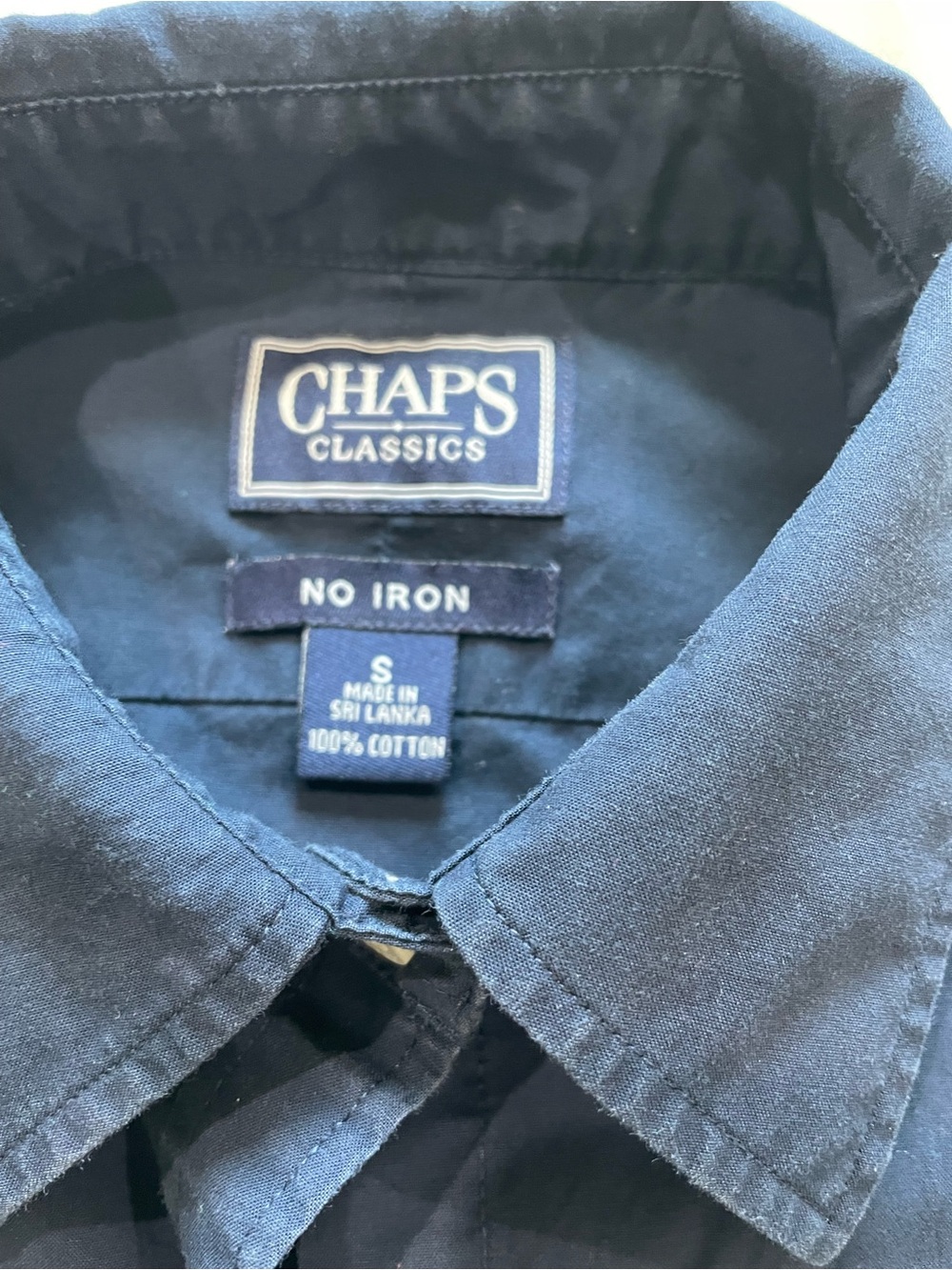 Chaps Boys Navy Button-Front Long Sleeve Shirt - Picture 3 of 3